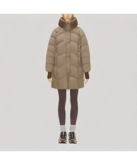 Knitted Down Jacket with Wide Collar