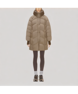 Knitted Down Jacket with Wide Collar