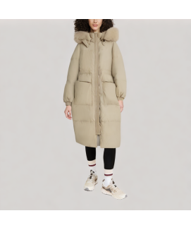 Women's Hooded Down Jacket with Fur Collar