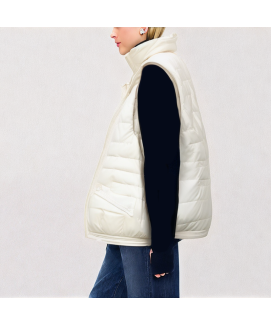 White Stand up Collar Down Vest White Stand up Collar Down Vest