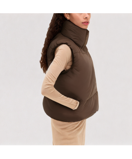 Brown Stand up Collar Down Vest