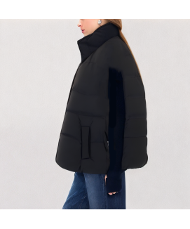 Black Stand up Collar Down Vest