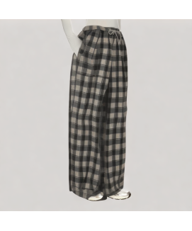 Color Blocked Plaid Wide Leg Pants