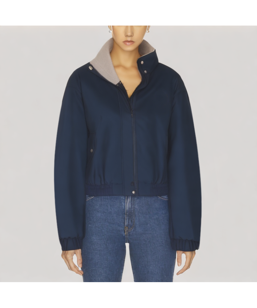 Fleece lined Stand Collar Short Jacket