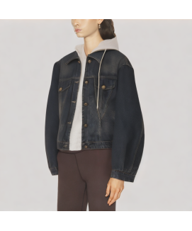 Hooded Cropped Denim Jacket