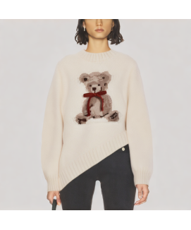 Teddy Bear Jacquard Crew Neck Sweater