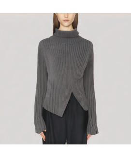 Irregular Hem Turtleneck Sweater