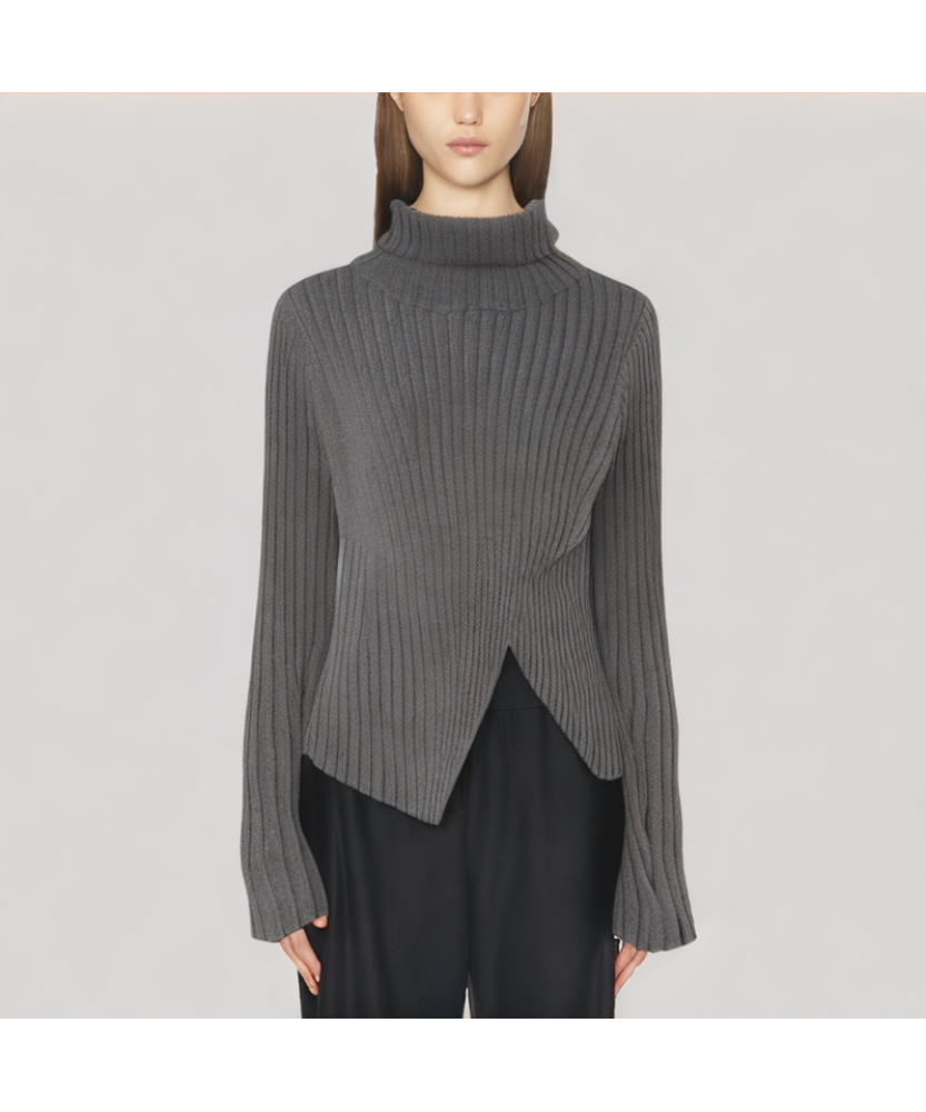 Irregular Hem Turtleneck Sweater