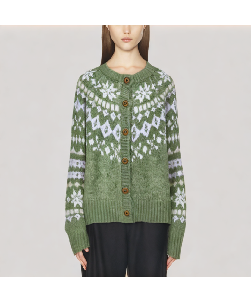 Snowflake Knit Cardigan Sweater