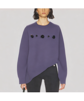 3D Floral Crew Neck Sweater