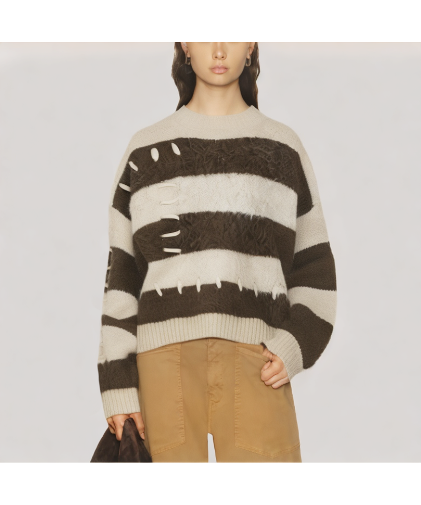 Color Blocked Crew Neck Sweater