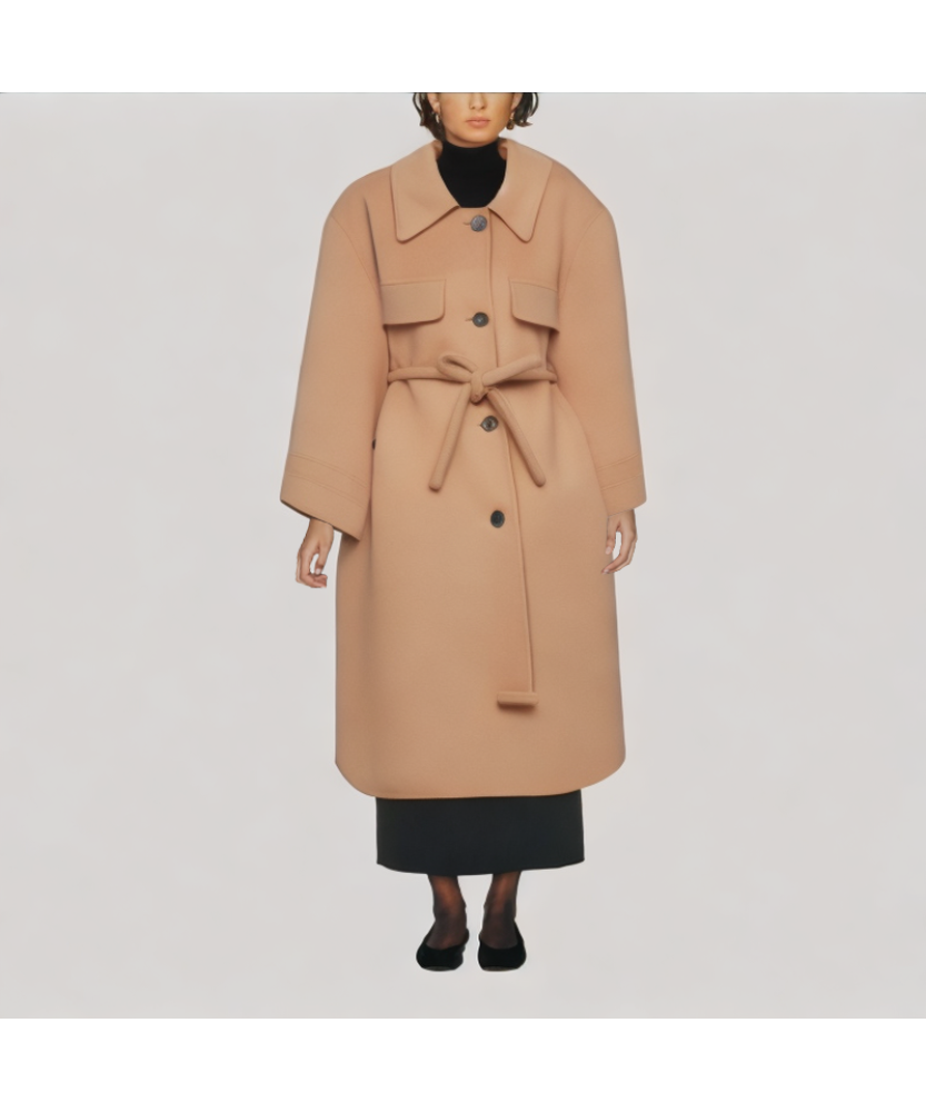 Windproof belted short coat