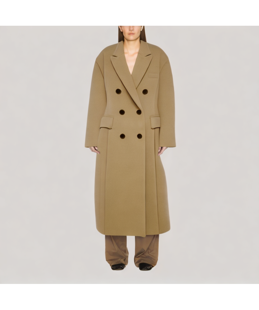 Loose Tie-Waist Wool Coat