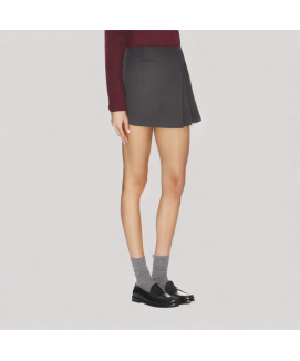 Gray Wool A line Midi Skirt