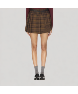 Plaid A line Pleated Skirt