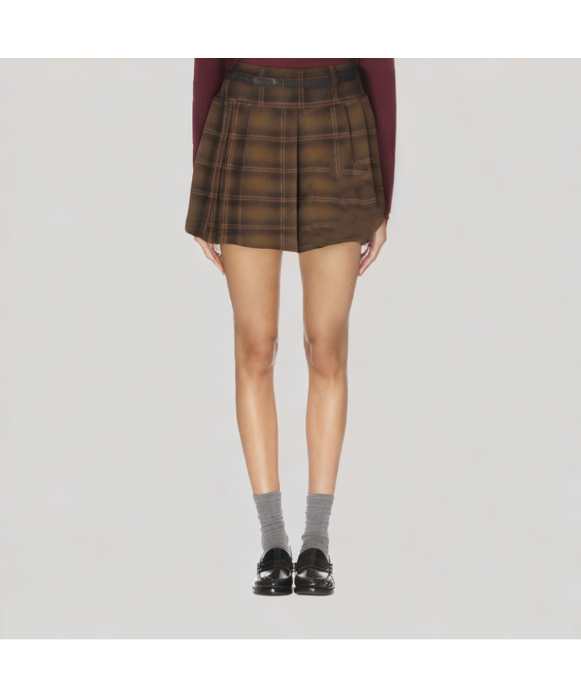 Plaid A line Pleated Skirt